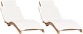 Ensemble de 2 Chaises Longues en Teck avec Coussins pour Patio et Jardin