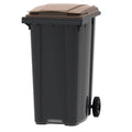 Poubelle Durable 360L ¨¤ 2 Roues - 100% Recycl¨¦e - Gris et Marron