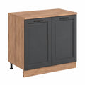 Meuble pour combles avec 2 portes, anthracite et chêne doré