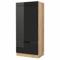 Armoire pour Micro-Ondes, Chêne Noir Brillant, 60cm