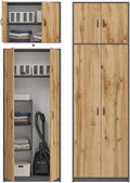 Armoire Polyvalente Dino Graphite avec Rehausse, 74x35x235cm, pour Balais et Aspirateur