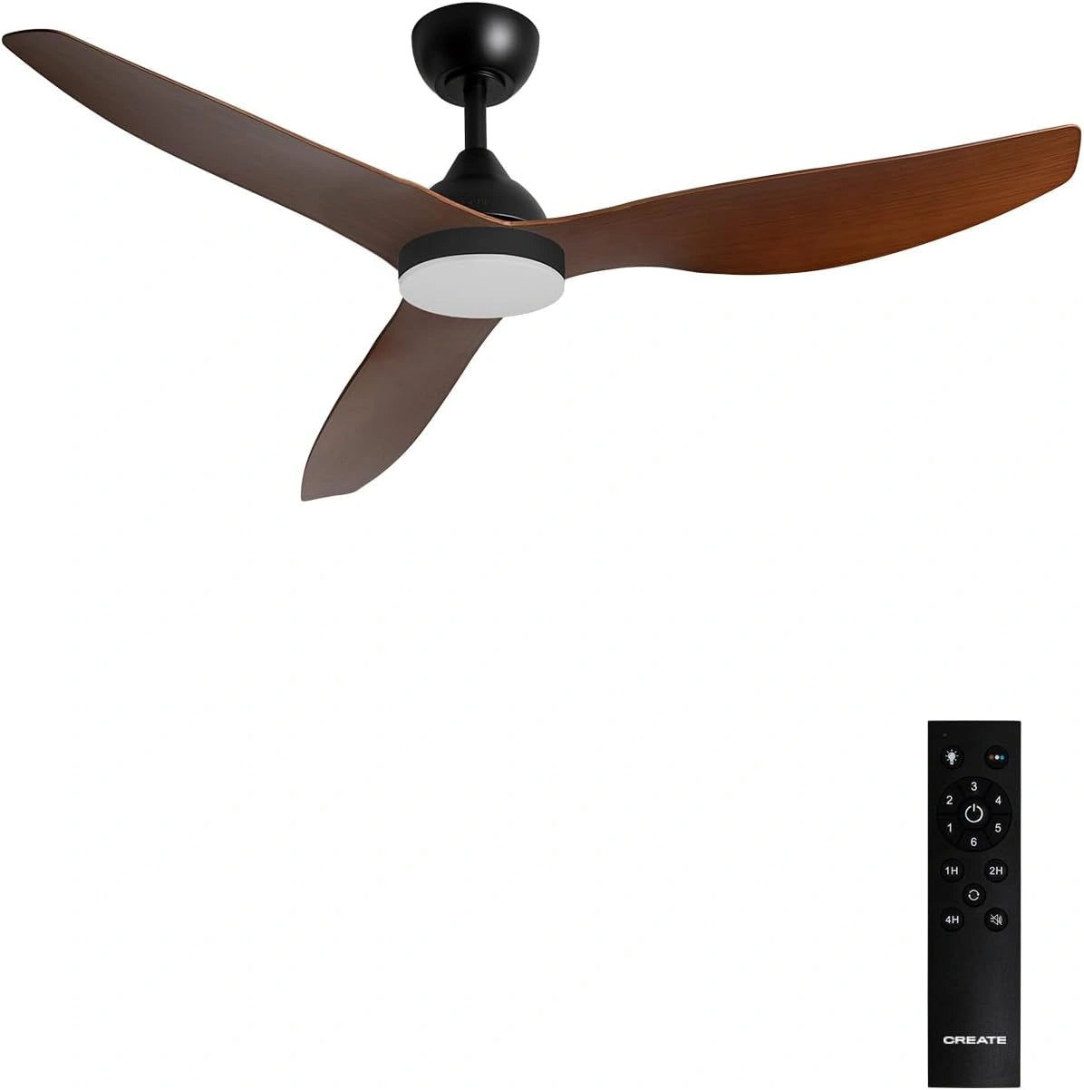 Ventilateur de Plafond Silencieux Noir avec Lumi¨¨re Effet Bois, T¨¦l¨¦commande, 40 W, 132 cm, 6 Vitesses, Mode ¨¦t¨¦/Hiver