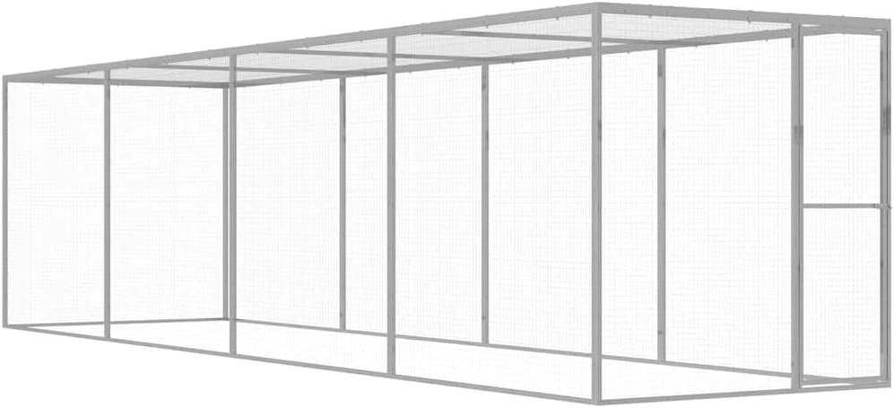 Grand Enclos Ext¨¦rieur pour Chats en Acier Galvanis¨¦, 6x1,5x1,5 m