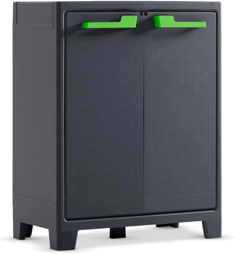 Keter Armoire Basse en R¨¦sine avec ¨¦tag¨¨res Ajustables - Id¨¦ale pour Cuisine, Garage ou Atelier - Dimensions 80 x 44 x 100 cm - Couleur Anthracite