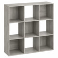 Étagère modulaire cube en chêne gris, 9 cases, 101 x 101 x 32 cm, pour salon, chambre, bureau
