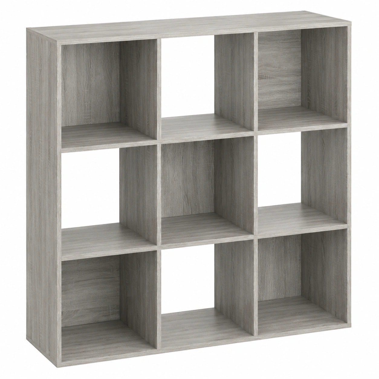 Étagère modulaire cube en chêne gris, 9 cases, 101 x 101 x 32 cm, pour salon, chambre, bureau