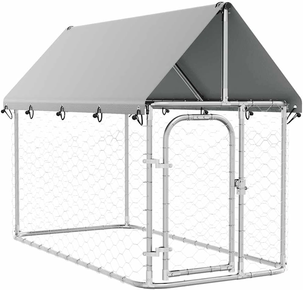 Enclos pour Chiens avec Toit, 200x100x150 cm, S¨¦curit¨¦ Ext¨¦rieure