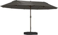 Parasol Rectangulaire Double pour Jardin avec Manivelle, Base et Sacs Inclus - 4,6 x 2,7 x 2,4 m - Gris