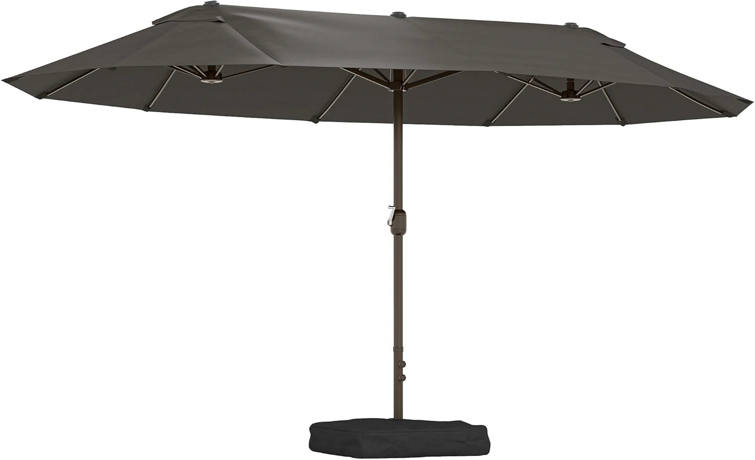 Parasol Rectangulaire Double pour Jardin avec Manivelle, Base et Sacs Inclus - 4,6 x 2,7 x 2,4 m - Gris