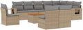 Ensemble de Salon d'Ext¨¦rieur en R¨¦sine Tress¨¦e Beige avec Coussins, 11 Pi¨¨ces