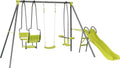 Aire de Jeux M¨¦tallique avec Toboggan et Accessoires - Vert