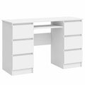 Grand bureau d'ordinateur moderne avec tablette, 6 tiroirs