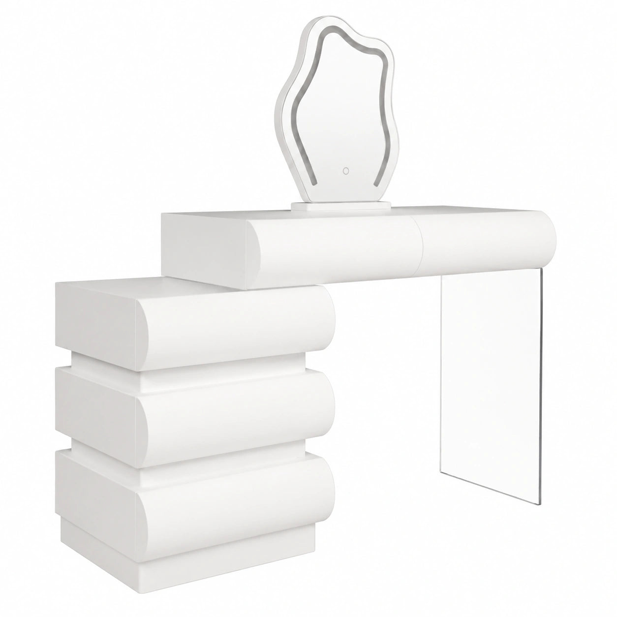 Coiffeuse Extensible avec Miroir LED et Rangements