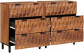Buffet moderne en bois de manguier et m¨¦tal, couleur acacia, 60x33x75 cm, ensemble 2 pi¨¨ces avec grands compartiments