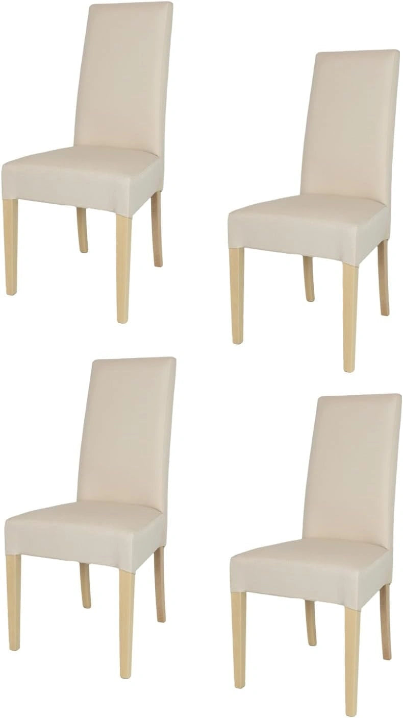 Ensemble de 4 chaises Chiara en bois de h¨ºtre naturel avec tissu ivoire