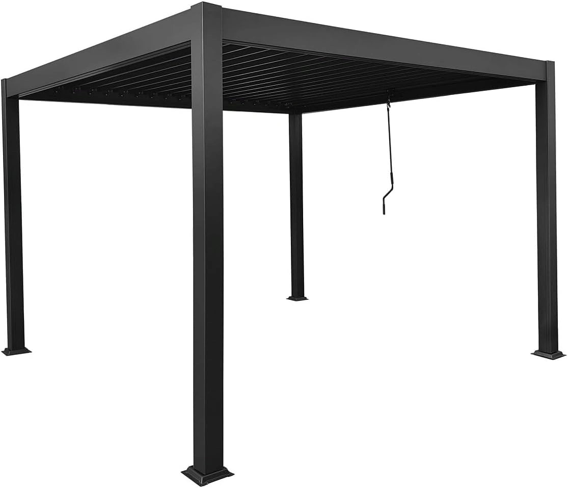 Pergola Bioclimatique Autoport¨¦e en Aluminium avec Lames R¨¦glables - 9 m2 - Couleur Anthracite - Mod¨¨le Amalfi