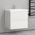 Ensemble de meuble de salle de bain blanc mat avec lavabo, 500 mm, 2 tiroirs ¨¤ fermeture douce, montage mural