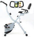 V¨¦lo Appartement Pliable 2-en-1 ISE, Entra?nement Cardio avec R¨¦sistance Magn¨¦tique 8 Niveaux, ¨¦cran Multifonction, Dossier et Hauteur R¨¦glables, Bluetooth Ergonomique