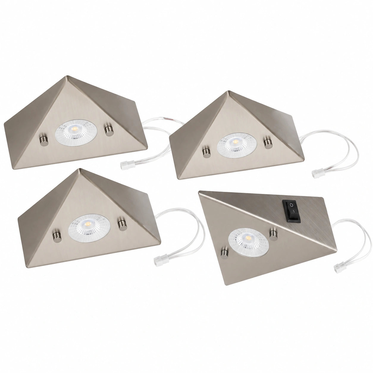 Lot de 4 lampes encastrées sous meuble avec LED 4x 4,8W 3000K blanc chaud