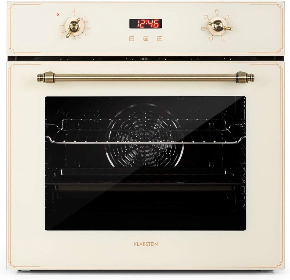 KLARSTEIN Elizabeth - Four encastrable r¨¦tro 70L, classe A, convection/gril 2200W, 50-250¡ãC, boutons vintage, cr¨¨me