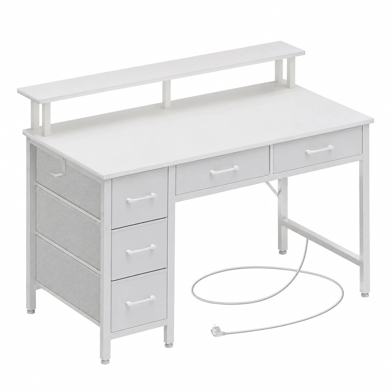 Bureau de Jeu 120 cm avec Éclairage LED et Ports USB, Rangement Inclus
