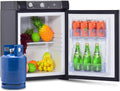 R¨¦frig¨¦rateur Trimixte 40L, Silencieux 12V 220V Gaz pour Camping et Caravane, Noir
