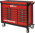 Servante d'Atelier 13 Tiroirs Rouge avec Plateau Inox et Porte-Flacons