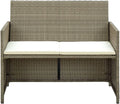 Sofa de Jardin 2 Places en Rotin Beige avec Coussins Cr¨¨me, Cadre Acier, 100x56x85 cm