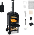 Four ¨¤ Pizza Ext¨¦rieur Portatif avec Pierre, 2 Niveaux, 200-350¡ãC, Accessoires Inclus