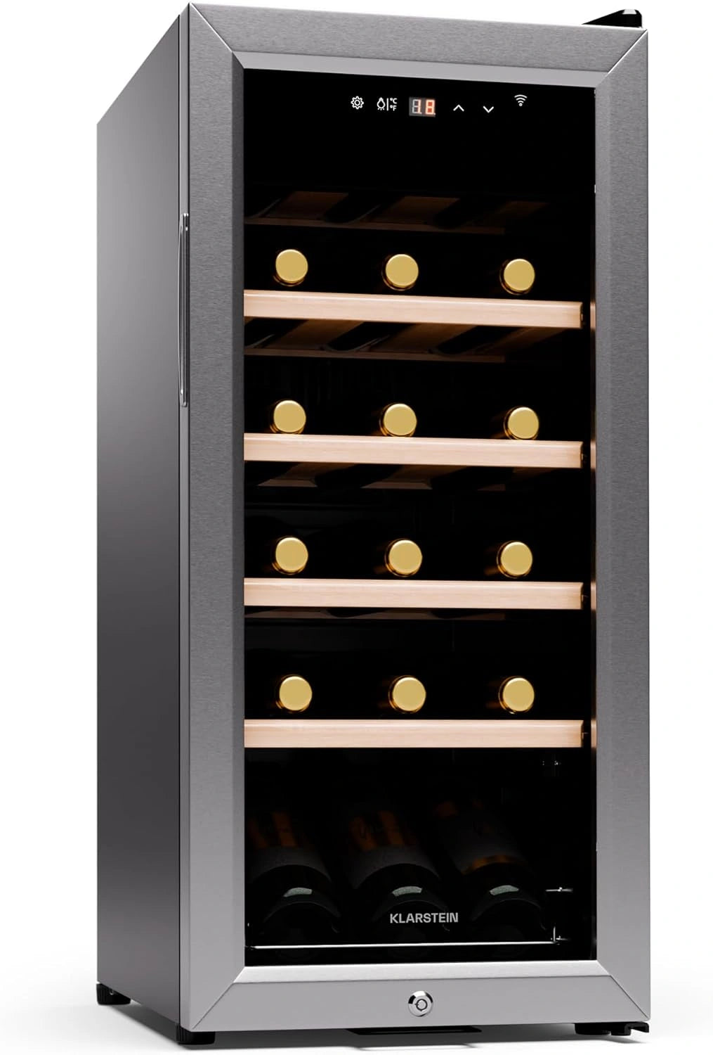 Klarstein Cave ¨¤ Vin 50L, R¨¦frig¨¦rateur ¨¤ Vin ¨¤ Porte en Verre, Stockage 18 Bouteilles, Pour Int¨¦rieur et Ext¨¦rieur