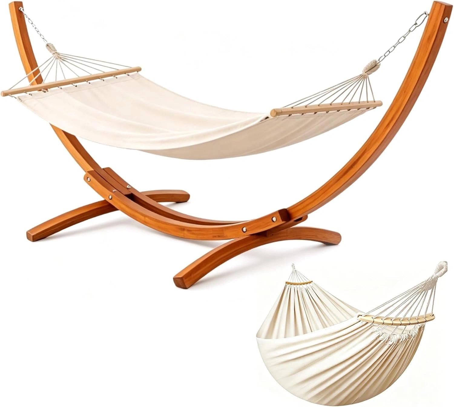 Hamac en Bois avec Support, 320x120x120 cm, Capacit¨¦ 200 kg