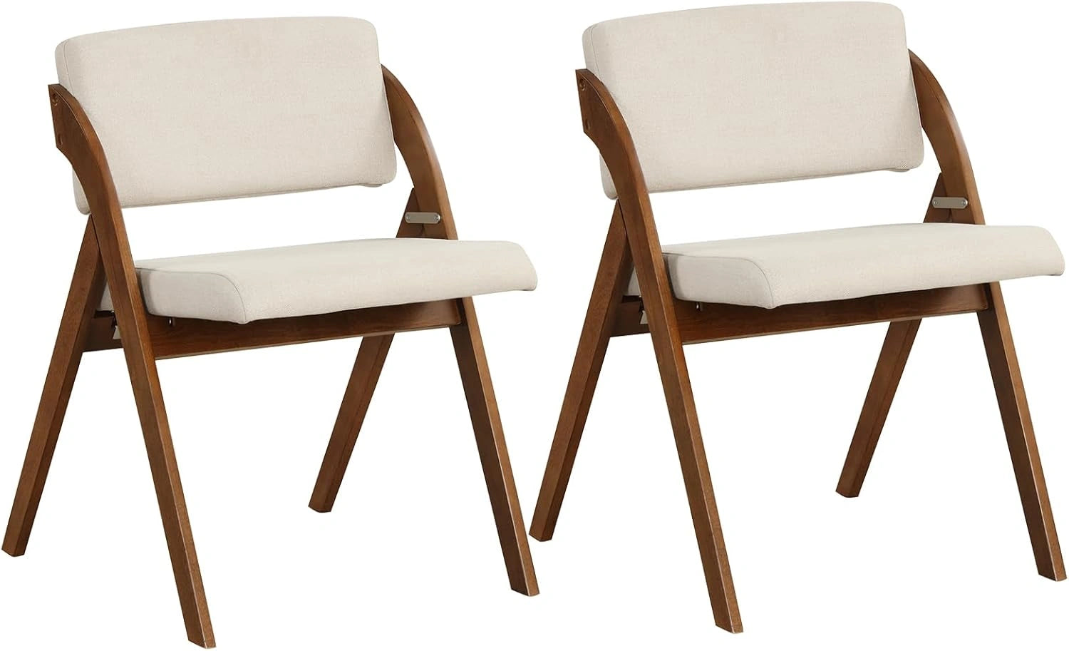 Ensemble de 2 chaises pliantes cuisine avec pieds en bois et rembourrage - Noyer