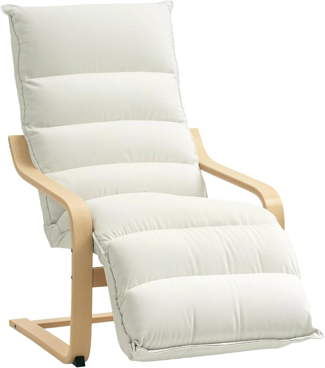 Fauteuil Moderne en Bouleau avec Repose-Pieds R¨¦glable pour Salon