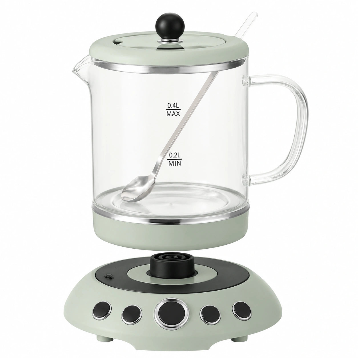 Bouilloire compacte en verre pour voyages et bureau, fonction chauffe-tasse