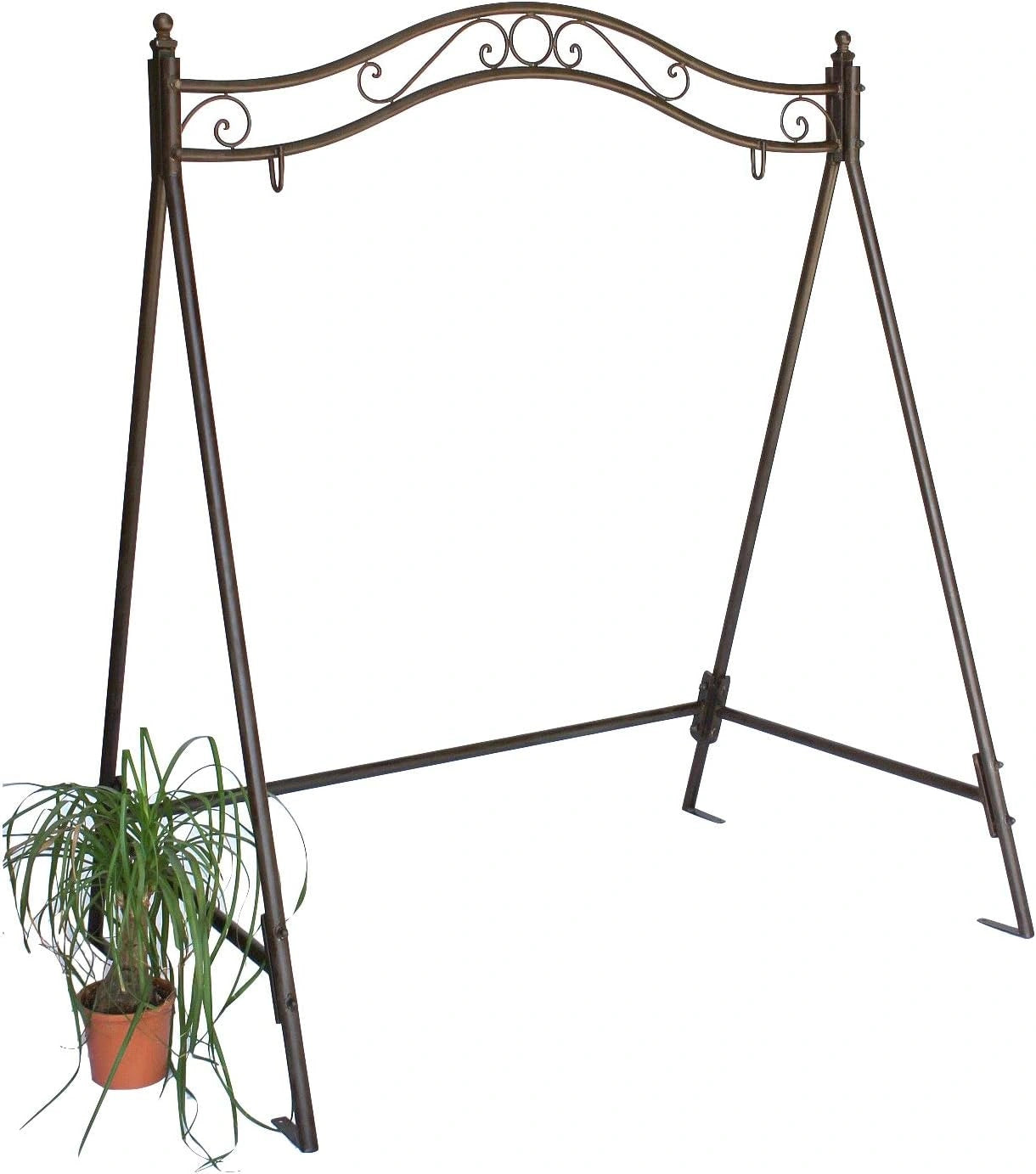 Structure de balancelle en fer marron robuste pour jardin