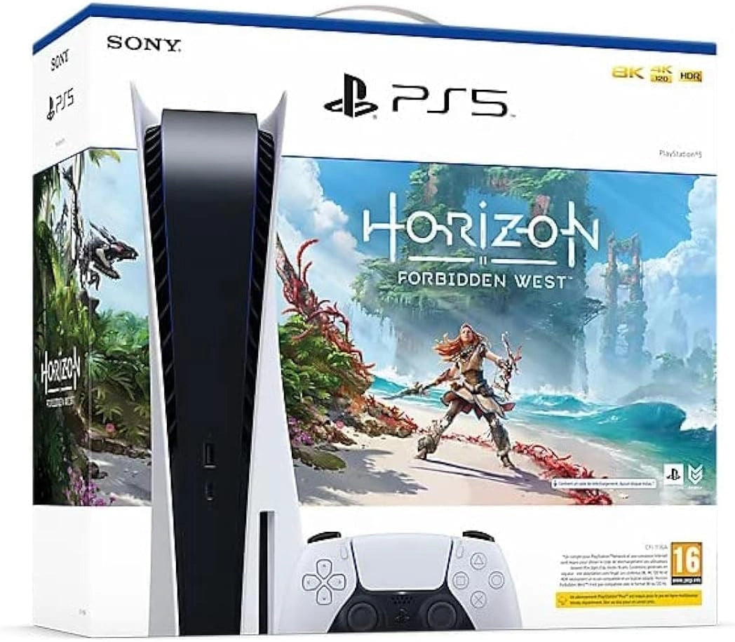 Console Sony PlayStation 5 Standard Blanc avec Horizon Forbidden West EU