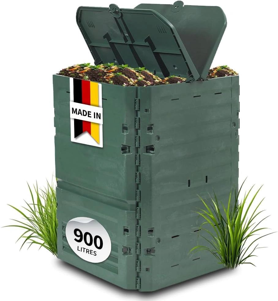 Composteur de Jardin 900L Vert - Grande Capacit¨¦ Durable pour D¨¦chets Organiques