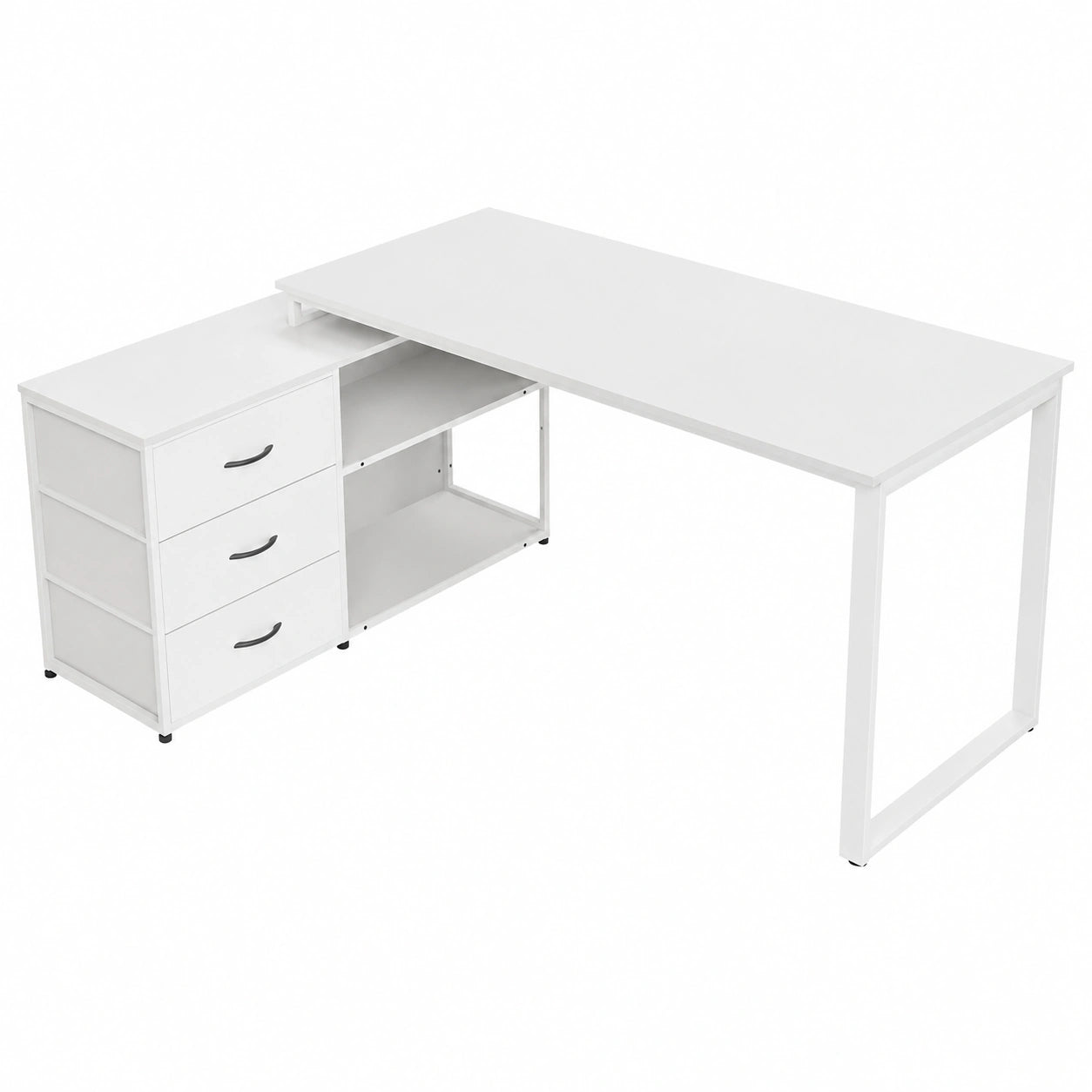 Bureau d'angle réversible en L avec rangement et ports USB