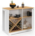 Table de Bar Moderne VITO avec Rangement pour Bouteilles, Bois Blanc et Plateau Effet H¨ºtre, 113 cm
