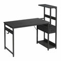 Bureau Gamer LED avec Rangement et Étagères, 120x48 cm, Réversible avec Support Casque