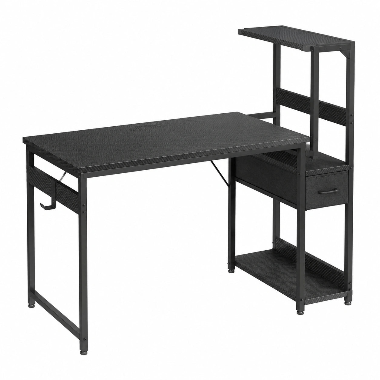 Bureau Gamer LED avec Rangement et Étagères, 120x48 cm, Réversible avec Support Casque