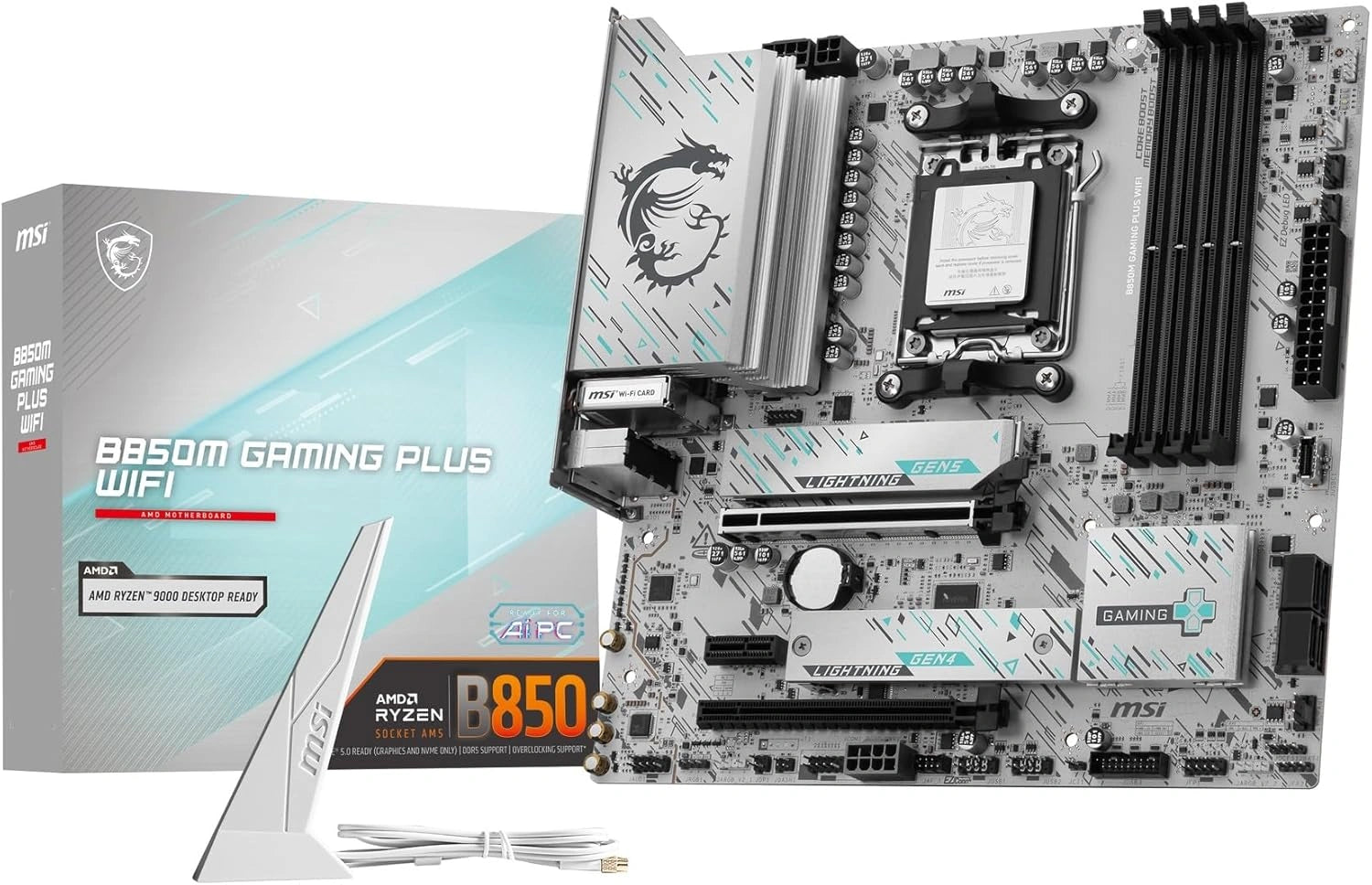 MSI B850M Gaming Plus WiFi Carte M¨¨re Micro ATX - AMD Ryzen 9000/8000/7000, AM5 - DDR5 8200+ MT/s OC, PCIe 5.0 x16, M.2 Gen, Wi-Fi 7, LAN 5G