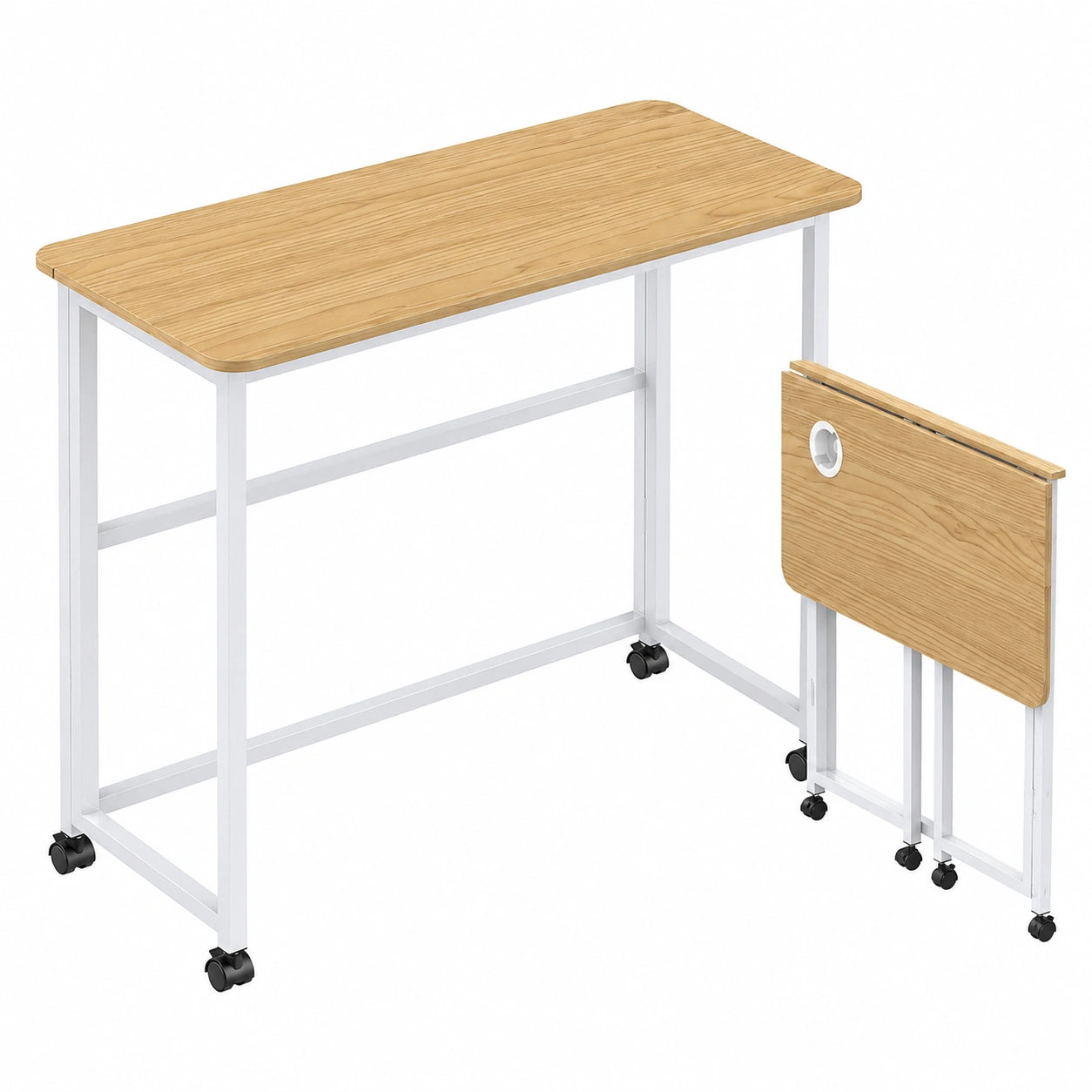 Bureau pliable avec roulettes, hauteur ajustable, ergonomique et compact