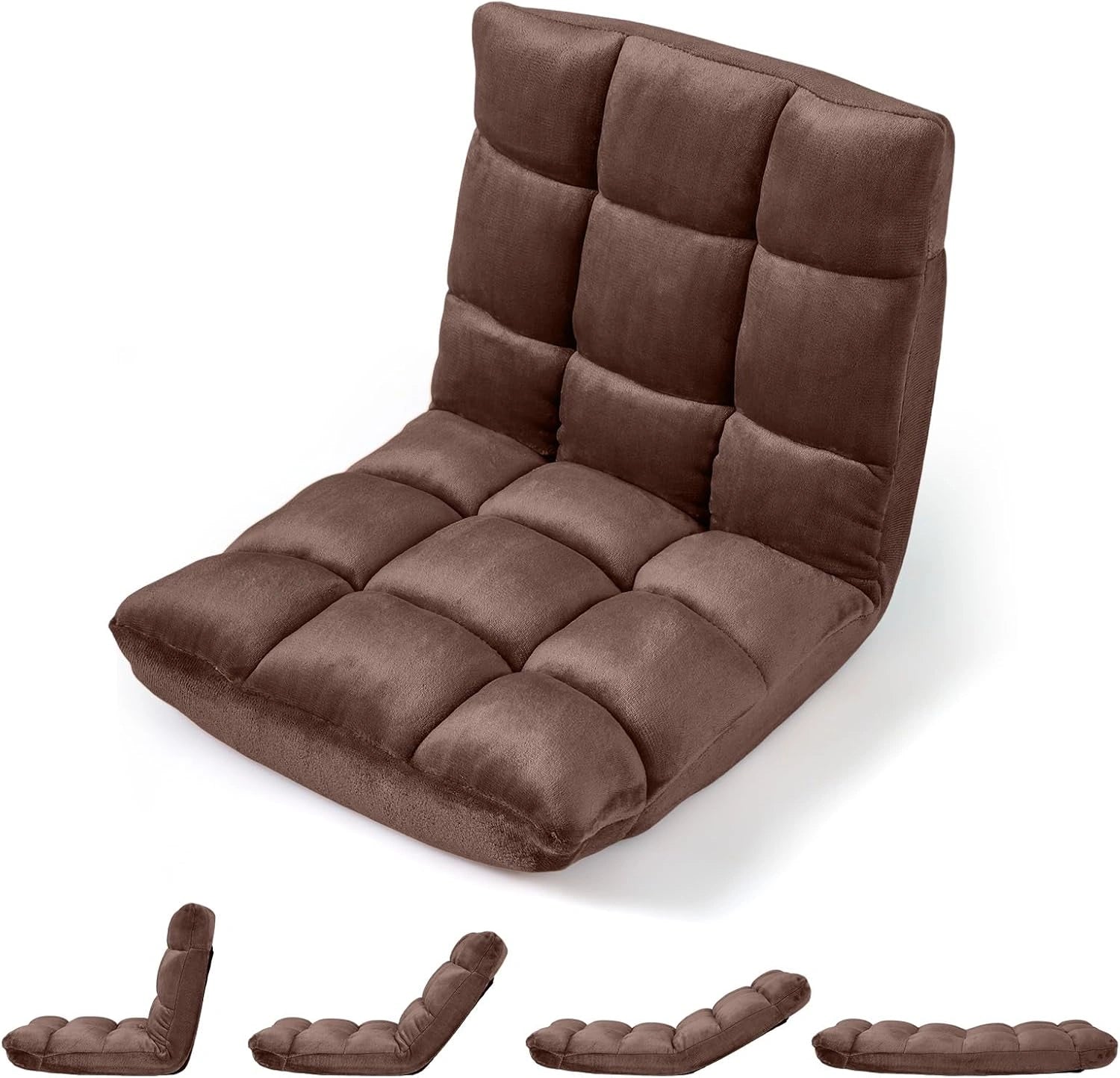 Chaise de Sol Convertible en Flanelle - Dossier Ajustable 14 Positions, Id¨¦ale pour Salon et Coin Lecture
