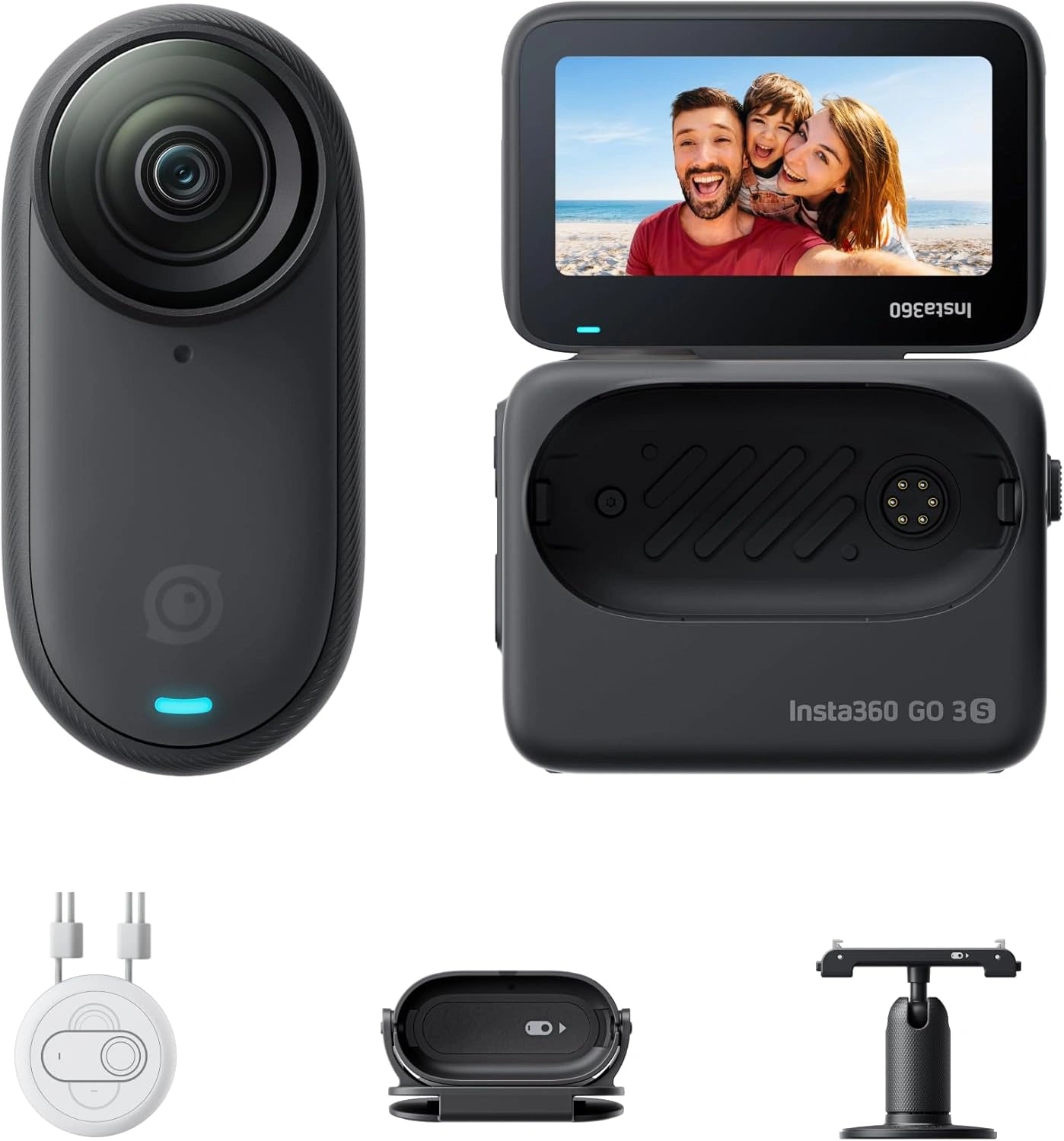 Cam¨¦ra Insta360 GO 3S 128GB - Vlog 4K, Mains Libres, ¨¦tanche 10m, Stabilisation, Autonomie 140 Min, ¨¦dition IA