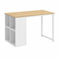 Bureau avec rangement et étagère, table pour études, 120x60x75 cm, chêne blanc