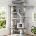 Grand Arbre ¨¤ Chat 180 cm avec Espaces de Repos et Griffoir, Gris Clair