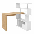 Table de Travail avec Étagères de Rangement, 157 x 45 x 130,5 cm, Chêne et Blanc