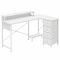 Bureau d'angle polyvalent avec étagère 4 niveaux, ports USB et prises de courant