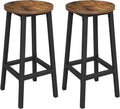 Lot de 2 Tabourets de Bar VASAGLE, Hauteur 65 cm, Si¨¨ge M¨¦tallique avec Repose-pieds, Montage Facile, Marron Rustique et Noir, pour Cuisine et Salle ¨¤ Manger